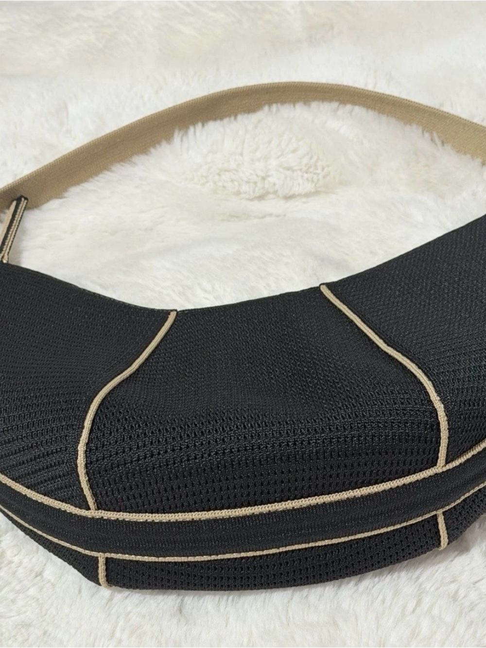 Rothy's The Crescent Bag Black/Brown with Detachable Strap, NEW WITH TAG - Picture 6 of 11